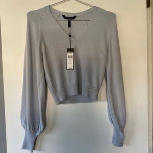NWT BCBG MAXAZRIA PUFF SLEEVE CROP SWEATER